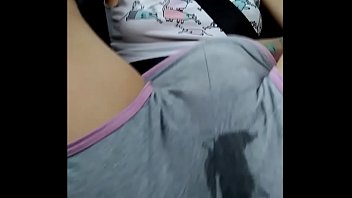 Public squirt shorts masturbation while driwing