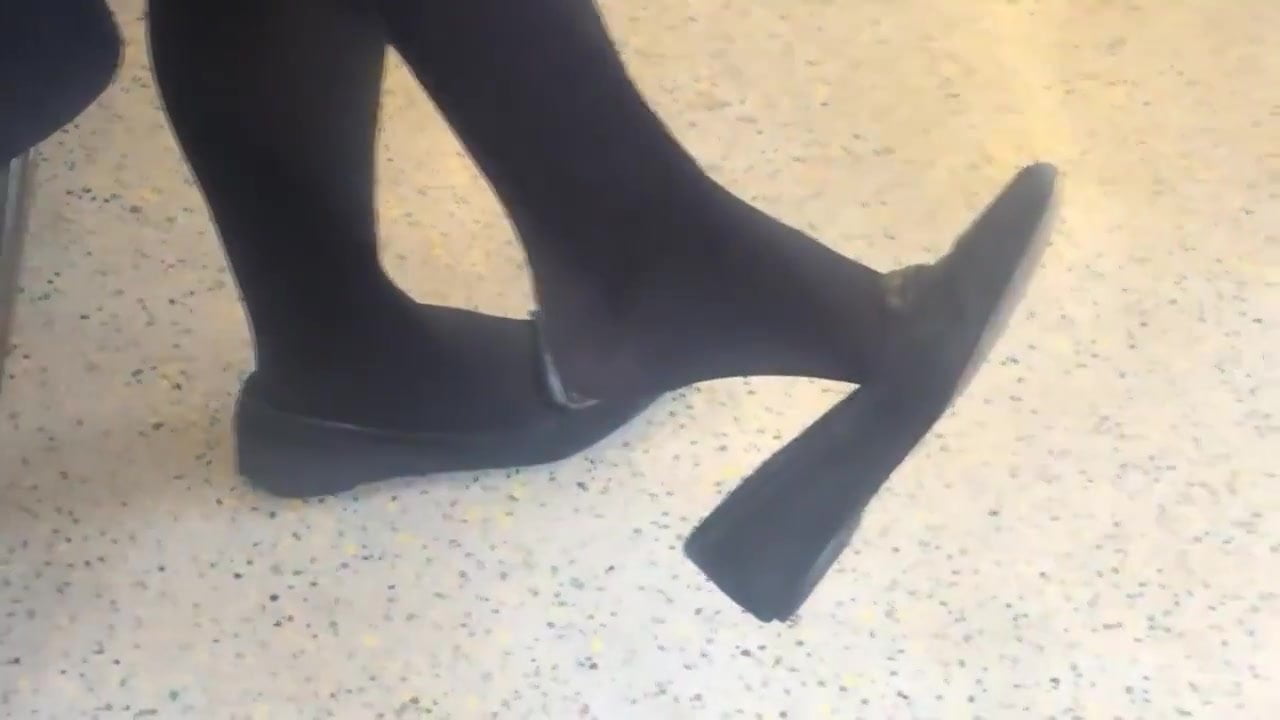 Whizzy recomended feet black pantyhose dangling