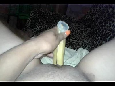 Selfie girl banana masturbation