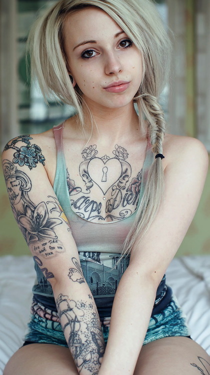 best of Full tattoos girls Complete front naked body on
