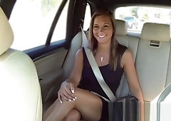 Love with massive tits takes taxi