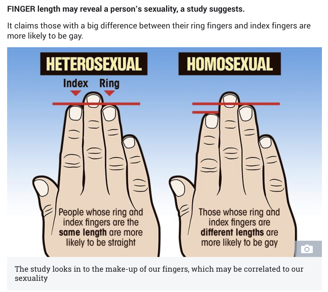 Ring and index finger length gay