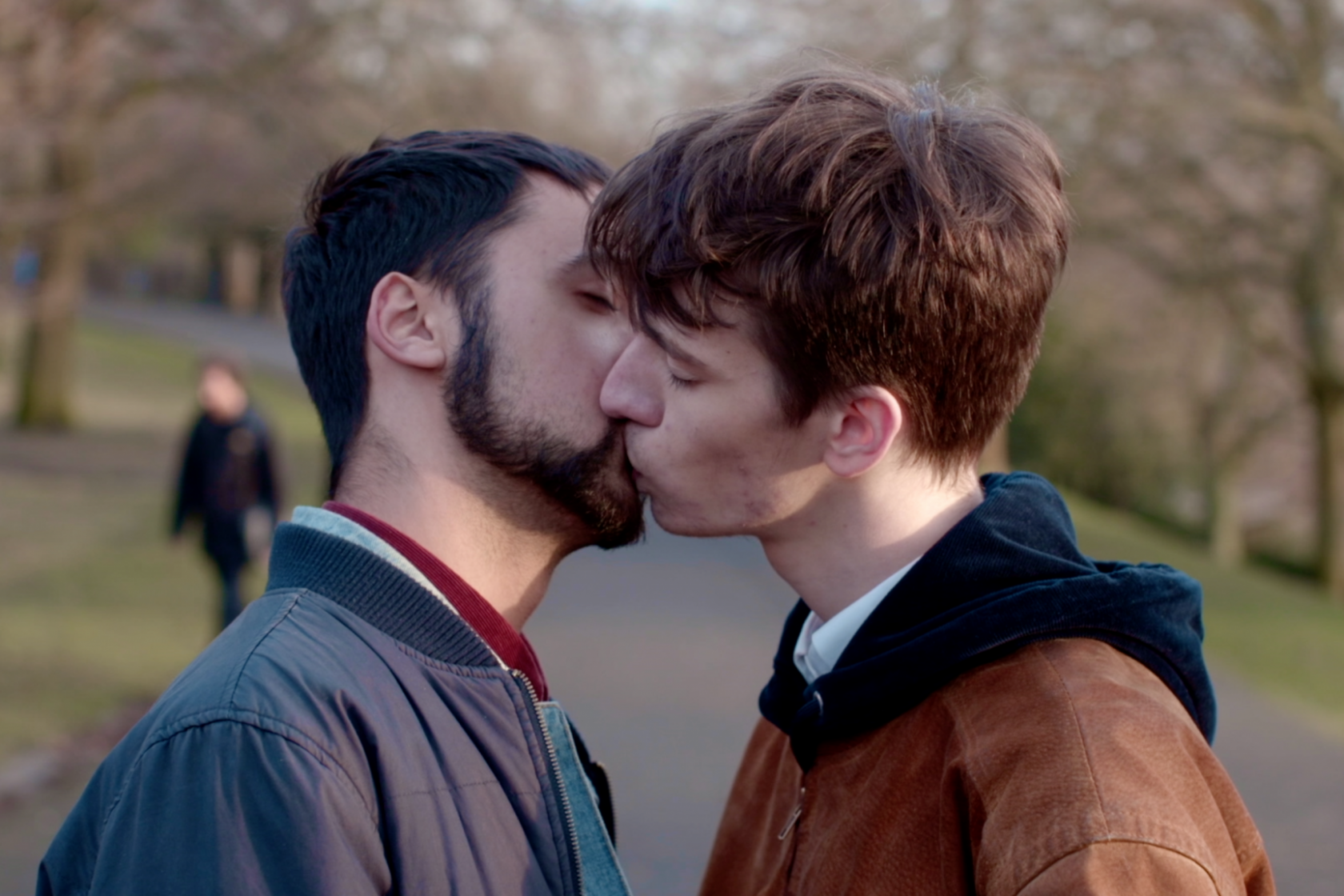 Photo of gay men kissing