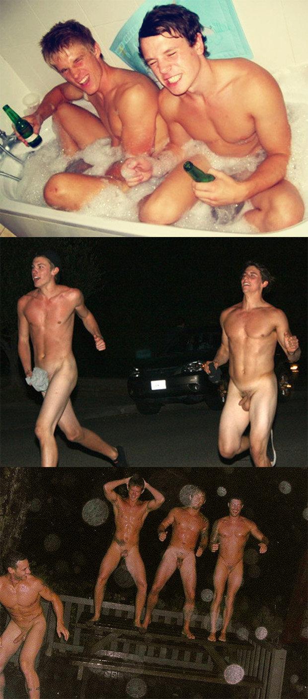 Guys having fun naked