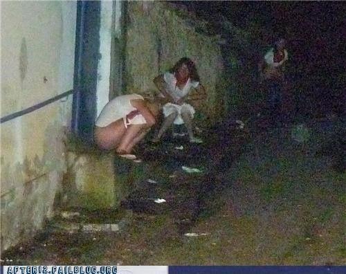 Drunk peeing outside