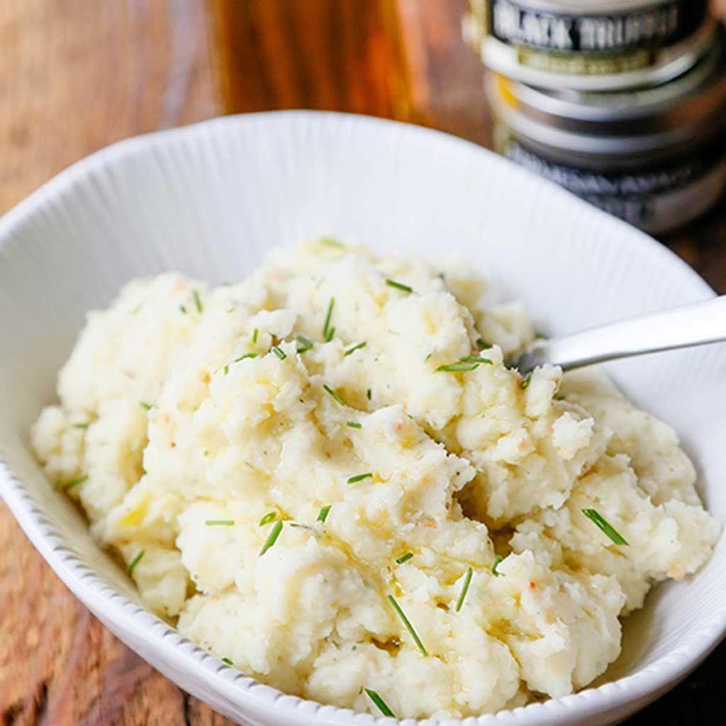 Mashed potatoes with shaved truffle