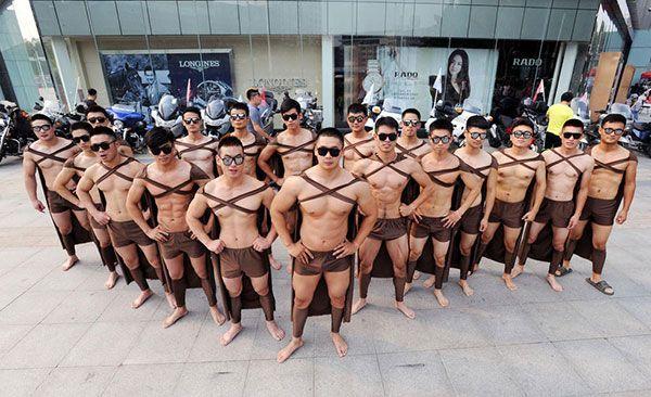 Muscular naked chinese man
