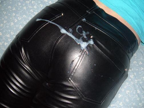 Cum on leather pants porn