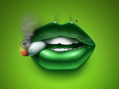 Females with sexy lips smoking weed