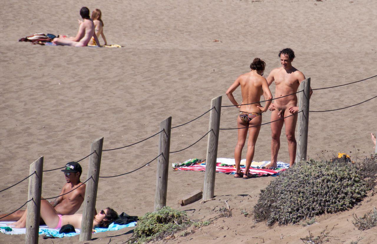 Couple boner nude beach