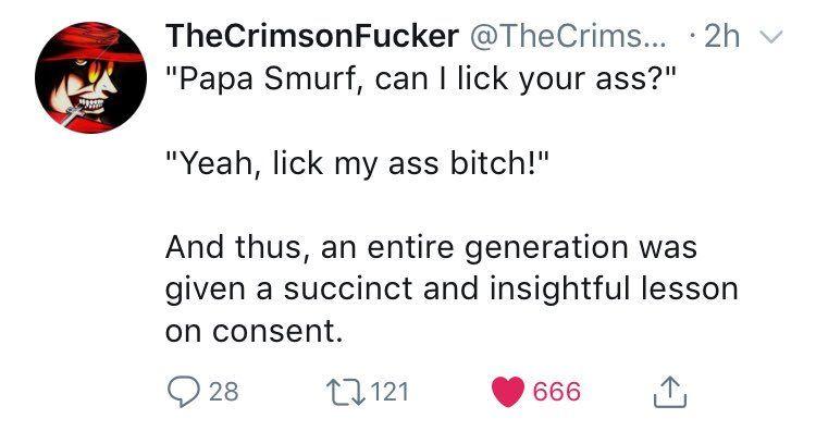 Papa smerf can i lick your ass