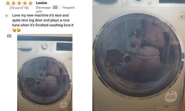 Naked girl in washing machine