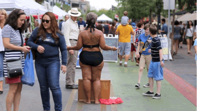 Undressed women in public