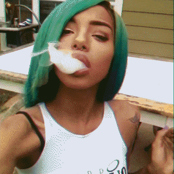 Females with sexy lips smoking weed
