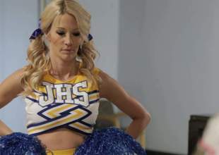 Girls in sexy cheerleader outfit getting shagged