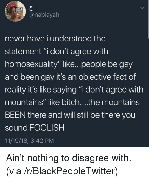 I dont agree with gay people