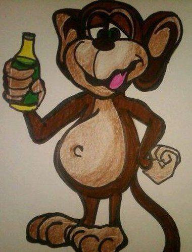 Monkey drinks piss