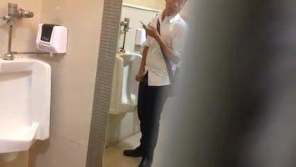Urinal voyeur jerk video